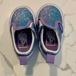 Toddler size 2 sparkly purple vans Velcro